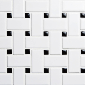 Basket Weave - Matte White with Black Dot