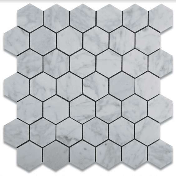 carrara-white-hexagon-mosaic-2x2