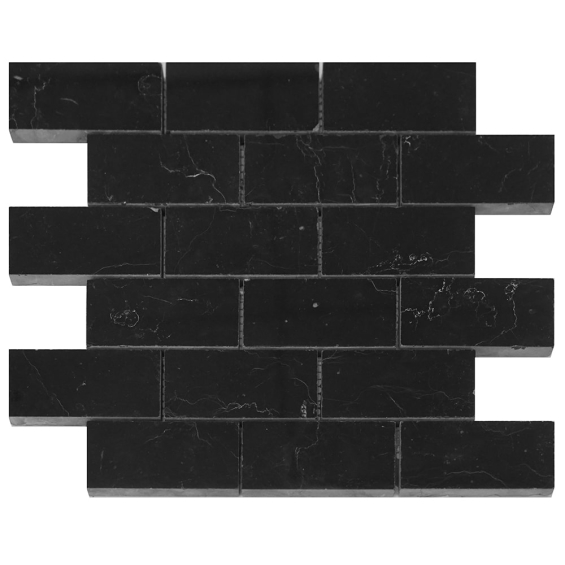 Nero Marquina - Brick Mosaic 2x4