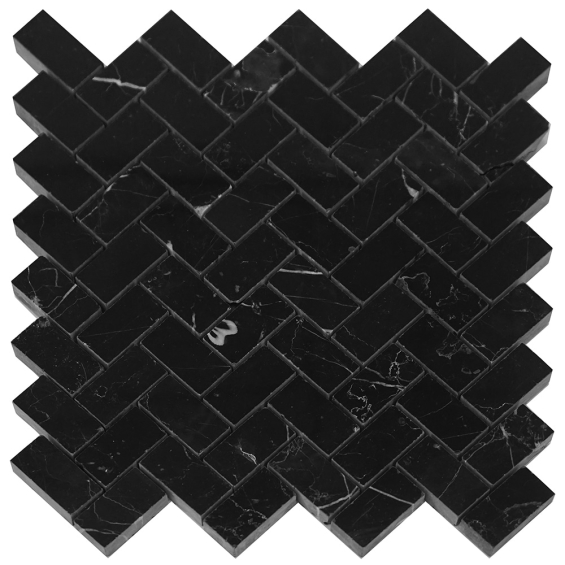 Nero Marquina - Herringbone Mosaic-Polished