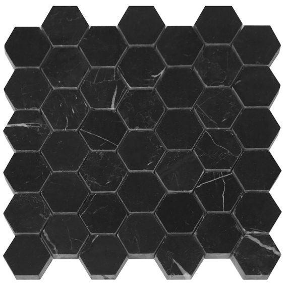Nero Marquina - Hexagon Mosaic 2x2