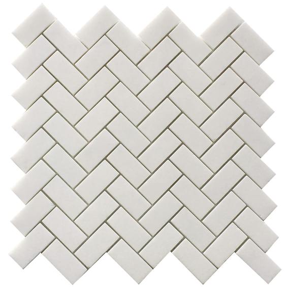 Thassos White - Herringbone Mosaic-Honed
