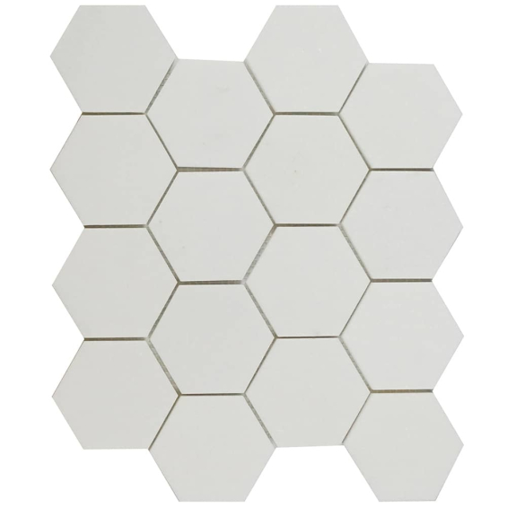 Thassos White - Hexagon Mosaic 3x3-Honed