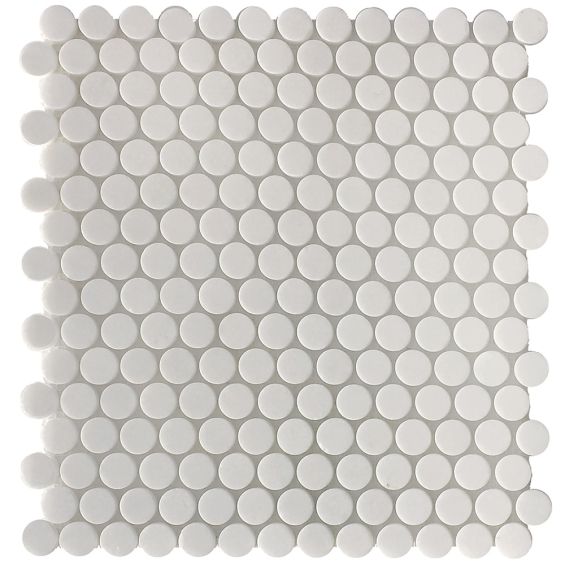 Thassos White - Penny Round Mosaic-Honed