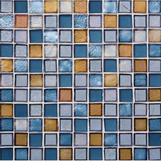 Individual glass tile pieces and color boards for Oceanside Glasstile website product guide.