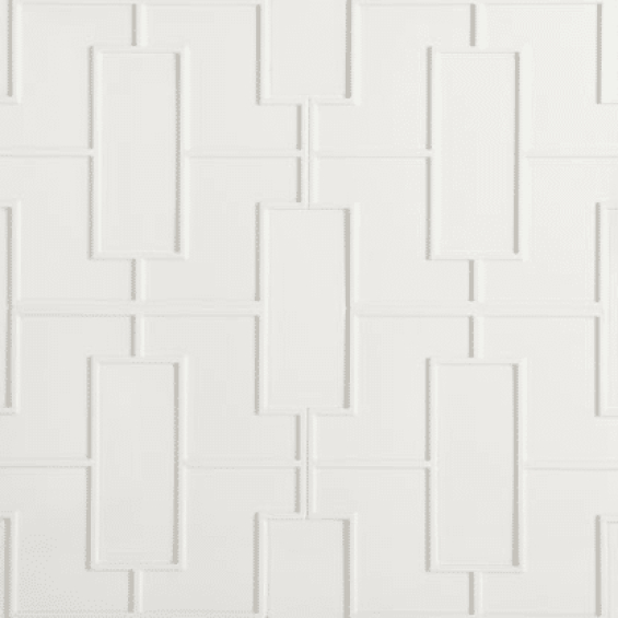 Studio Moderne - Ecru Gloss Crackle Fretwork Pattern Interlocking Field