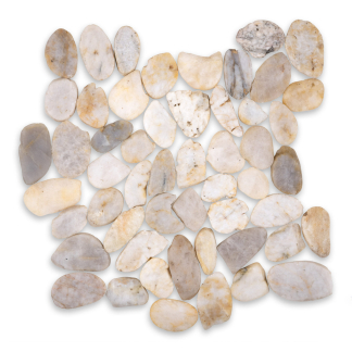 Flat Polished Pebble Mosaics - White