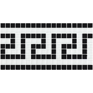 Greek Key – Black White 5/8x5/8 Mosaic Glass Tile