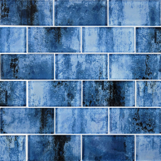 Subway - Shadow Blue 2x4 Mosaic Glass Subway Tile