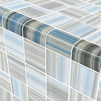 Renaissance - Cerulean Gold Trim 2x2 Glass Tile Liner Foot